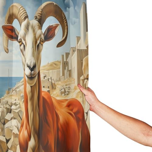 DAOWANGZUO Sheep Shower Curtain Set 72x72in with 12 Hooks 1