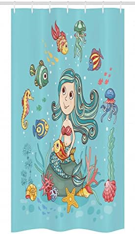 Ambesonne Underwater Mermaid Shower Curtain Set with Hooks