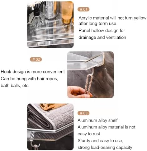 Shower Shelf Racks Bathroom Organizer Caddy with Hooks