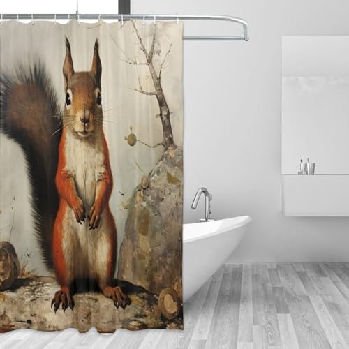 DAOWANGZUO Squirrel Shower Curtain Set