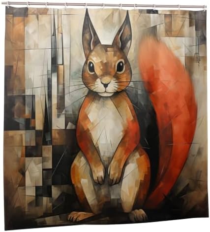 Squirrel Shower Curtain Set with 12 Hooks 72x72in 1
