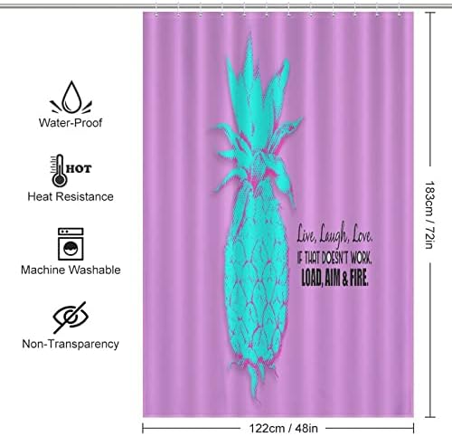 Pineapple Shower Curtain with 12 Hooks 48x72 Inch 1