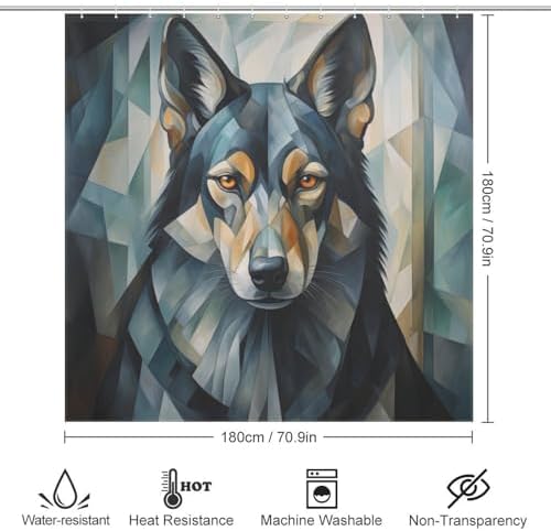 Black Dog Design Shower Curtain Set with 12 Hooks 72x72in