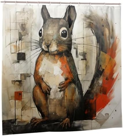Squirrel Shower Curtain Set with 12 Hooks 72x72in