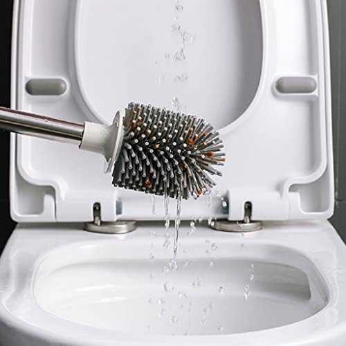 Toilet Brush Holder with No-Slip Handle and Flexible Bristles