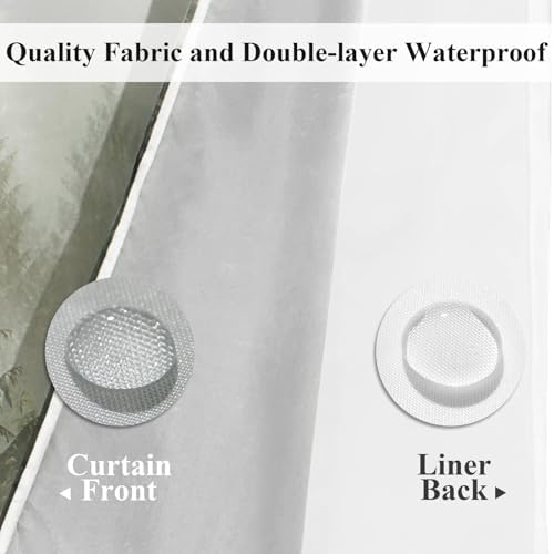ORTIGIA Misty Forest Shower Curtain Set with Liner and Hooks