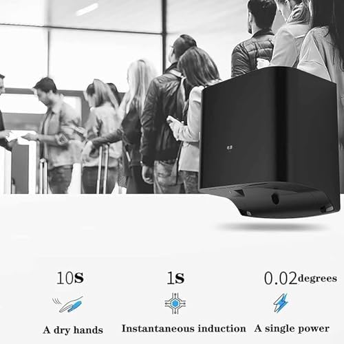 Automatic Touch-Free Hand Dryer with PTC Heating 1250W High Speed Black 1