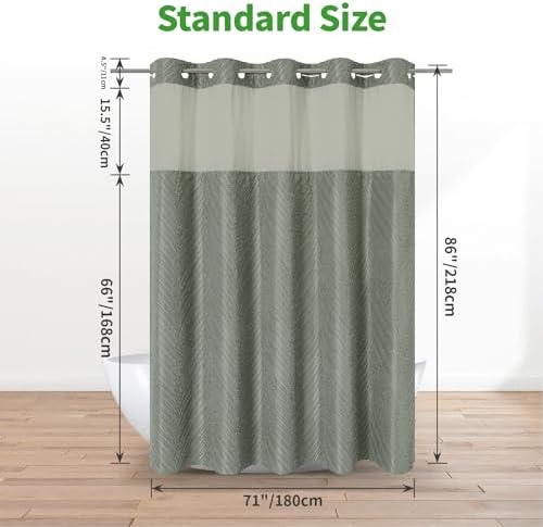 SageGreen Boho Shower Curtain Set No Hook
