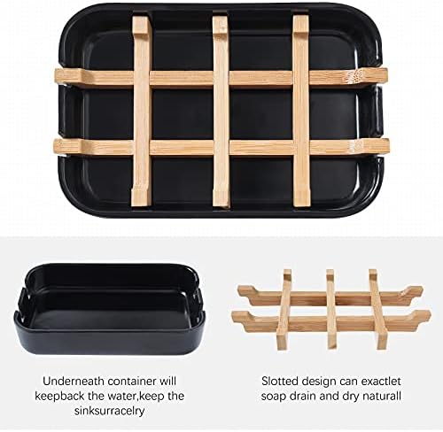 Leadiy Bamboo Soap Dish 100 Recycled Eco-Friendly Bathroom Holder