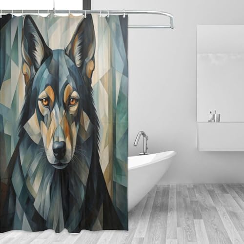 Black Dog Design Shower Curtain Set with 12 Hooks 72x72in