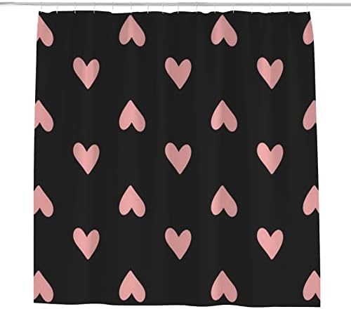 ZHIMI Shower Curtain Heart Design 60x72in Waterproof Washable with 12 Hooks