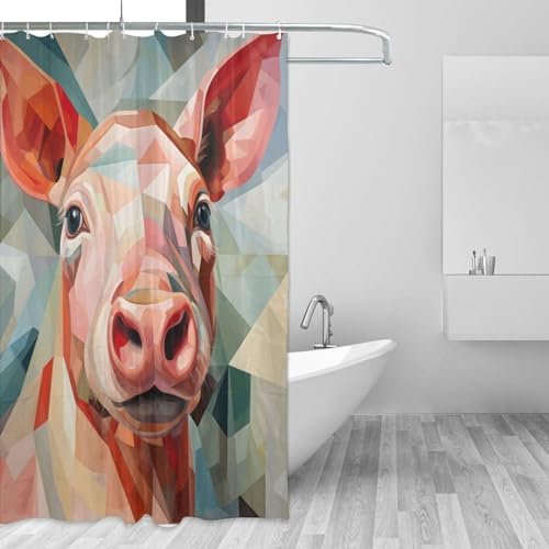 DAOWANGZUO Pig Shower Curtain Set 72x72in 1