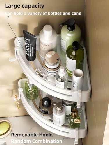 2 Pack Corner Shower Caddy with Hooks and Storage