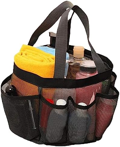 Hperu 8-Pocket Shower Tote Bag 22x22x22cm Black