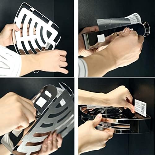 Stainless Steel Wall Mount Shower Caddy with No Drilling Option