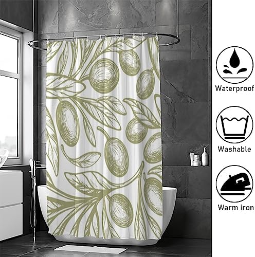 Hapuxt Shower Curtain with 12 Hooks Oliva Green 60x72in