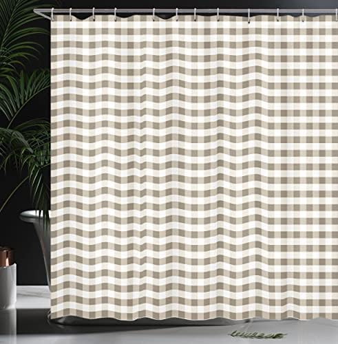 Ambesonne Checkered Shower Curtain - Dusk White 69x70