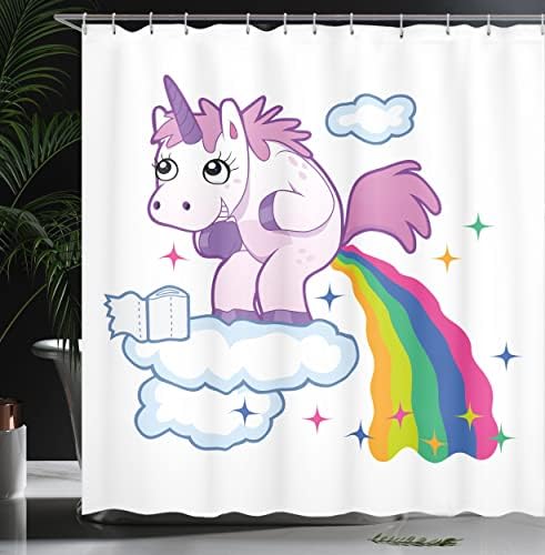 Ambesonne Unicorn Poop Rainbow Shower Curtain Set