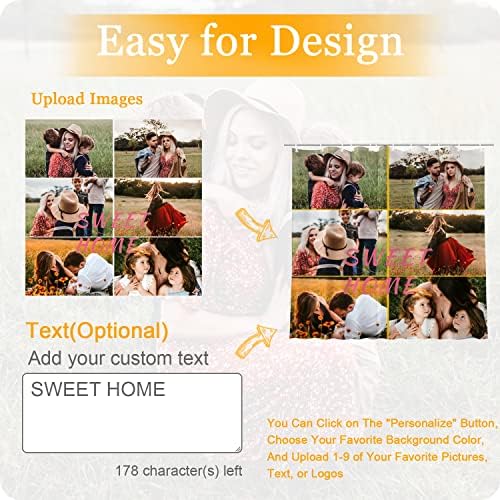 Custom Shower Curtain Personalized Funny DIY Waterproof with 12 Hooks