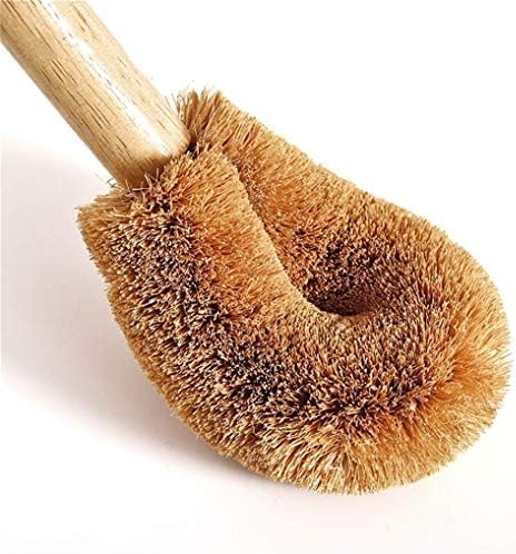 2 Pack Wooden Handle Toilet Brush with Coconut Fiber Head
