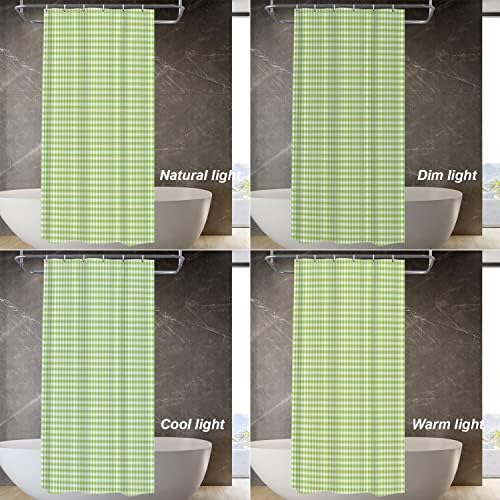 Apple Green Plaid Decor Shower Curtain 36x72 Inch