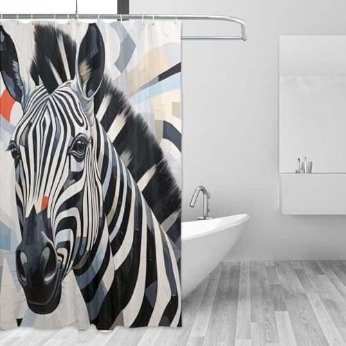 DAOWANGZUO Zebra Shower Curtain Set 72x72in