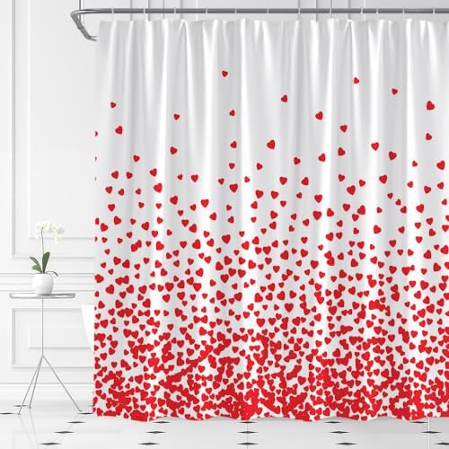 Happy Valentines Day Shower Curtain Set with Hooks