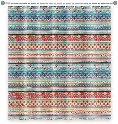 OERJU 65x72inch Boho Stripe Shower Curtain with Hooks