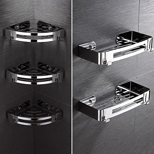 Stainless Steel Wall Mount Shower Caddy with No Drilling Option