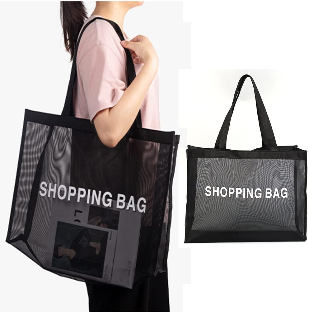 Black Portable Mesh Shower Caddy Quick Dry Tote Bag