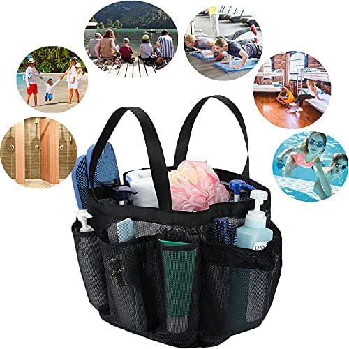 Mesh Shower Caddy Tote with 8 Pockets and Durable Handle