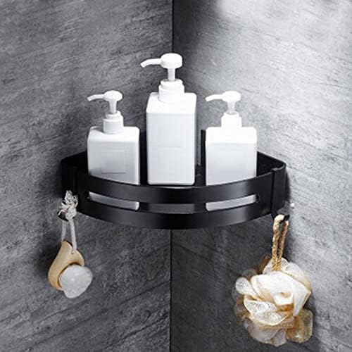 Matte Black Shower Caddy with Wall Mount and Corner Organizer