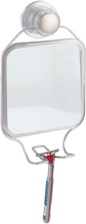 InterDesign iDesign Metro Rustproof Aluminum Suction Mirror with Hooks - Silver