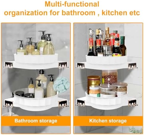 360 Rotating Bathroom Storage Rack with Corner Design 1