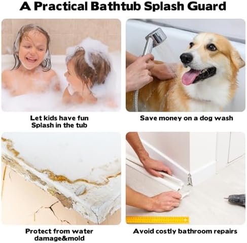 Clear Bathtub Splash Guard with 6 Hooks