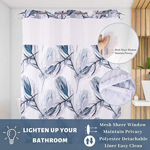 Ecoehoe 71x79 Waterproof Shower Curtain Set with Mesh Window