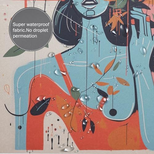 DAOWANGZUO Abstract Orange Flower Leaves Boho Shower Curtain Set 72x72in