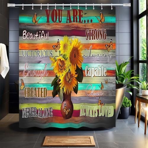 Yieldeer Inspirational Sunflower Shower Curtain
