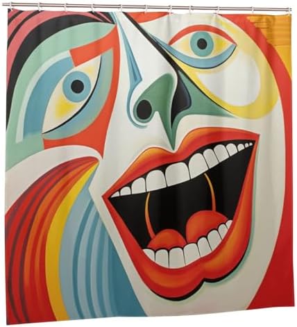 Laughing Girl Boho Shower Curtain Set with 12 Hooks 72x72in