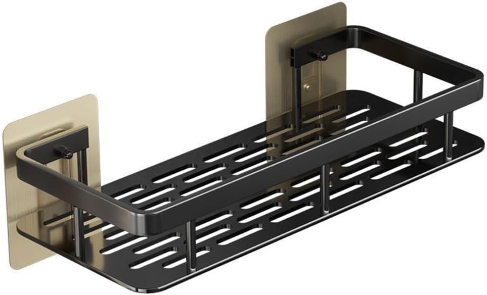 SNOBUOWIN Shower Caddy Wall Mounted Aluminum Alloy Black 1 Square