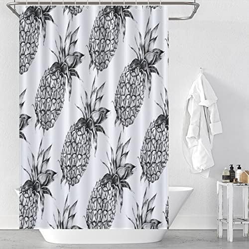 Punny Pineapple Shower Curtain with 12 Hooks