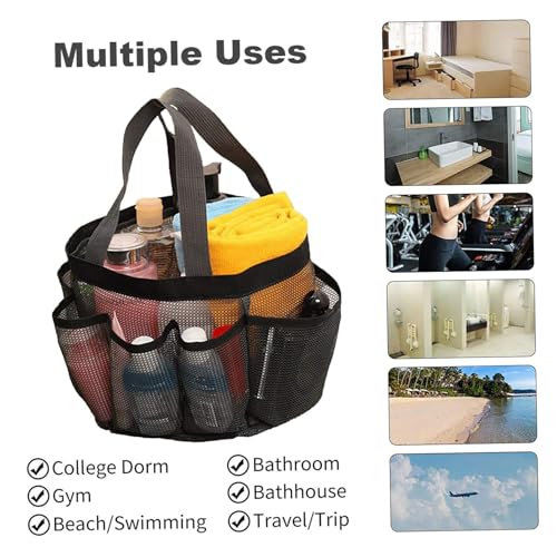 KDAMGOQE Bathroom Organizer Mesh Shower Caddy Portable 8-Pocket Black