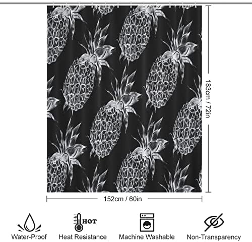 Pineapple Yellow Shower Curtain with 12 Hooks 1