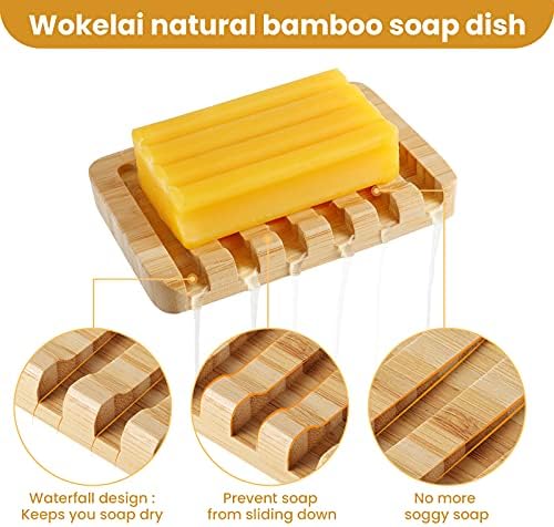 Bamboo Shampoo Bar Holder 2PCS Self Draining Soap Dish