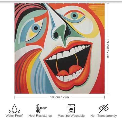 Laughing Girl Boho Shower Curtain Set with 12 Hooks 72x72in