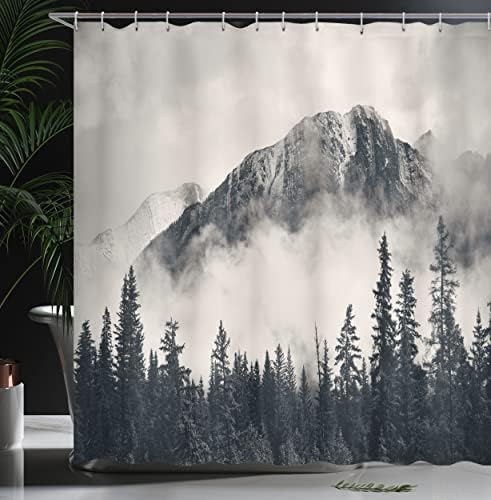 Ambesonne National Parks Shower Curtain Canadian Smokey Mountain Design 69x70