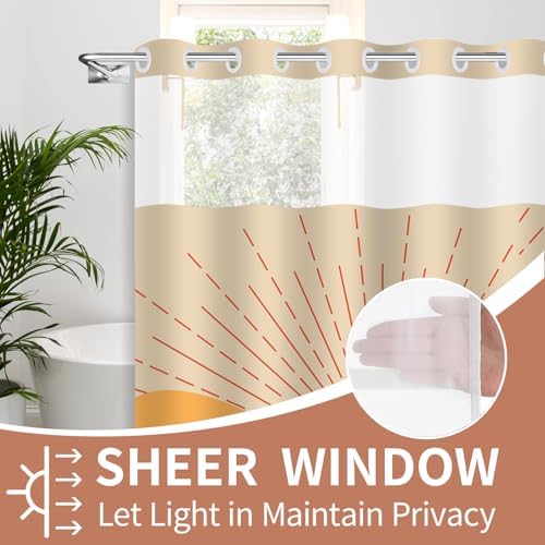 Boho Style Shower Curtain with Snap-In Liner 71x74in