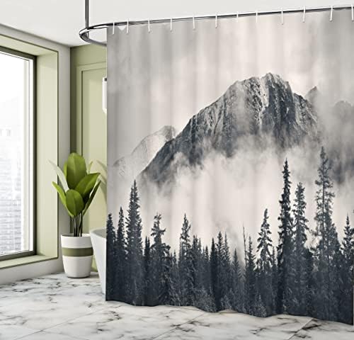 Ambesonne National Parks Shower Curtain Canadian Smokey Mountain Design 69x70