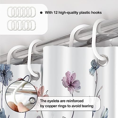 AWERT Watercolor Floral Shower Curtain 72x72inch