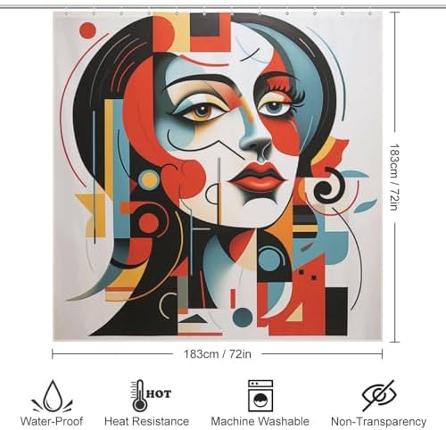DAOWANGZUO Abstract Girl Boho Shower Curtain Set 72x72in